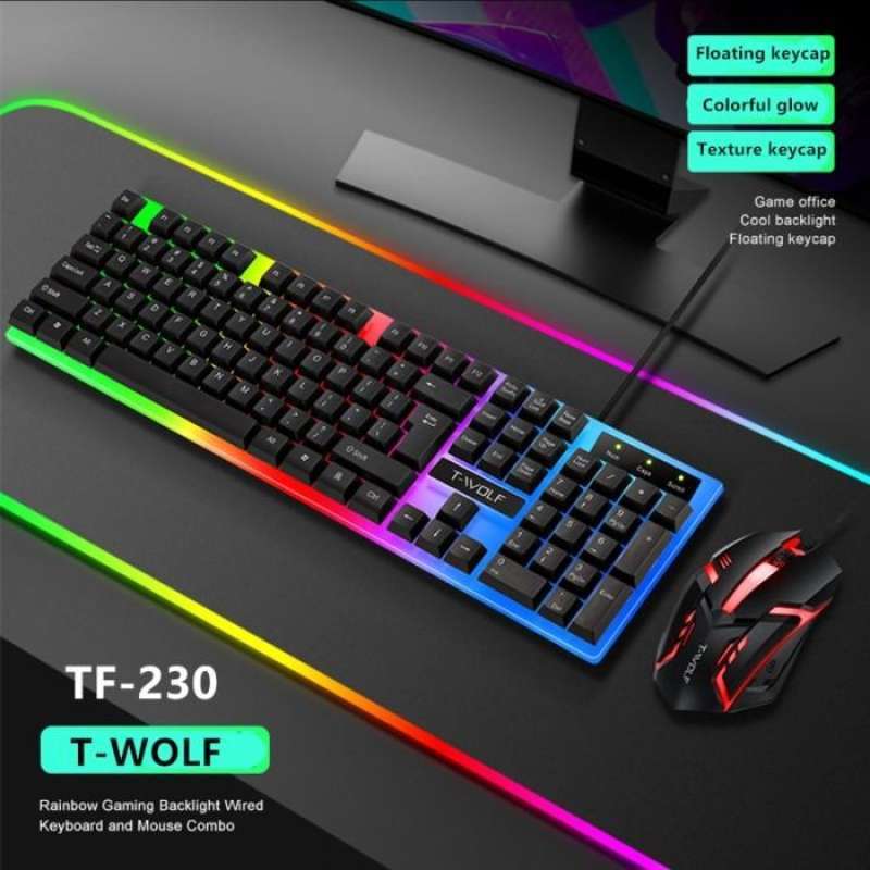 Keywolf Keyboard Jual T-WOLF TF230 Rainbow LED Gaming Keyboard And Mouse Combo di Seller ...