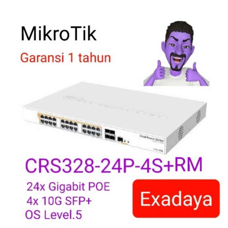Promo Mikrotik CRS328-24P-4S+RM , 24 Port Gigabit POE Switch Layer.3 ...