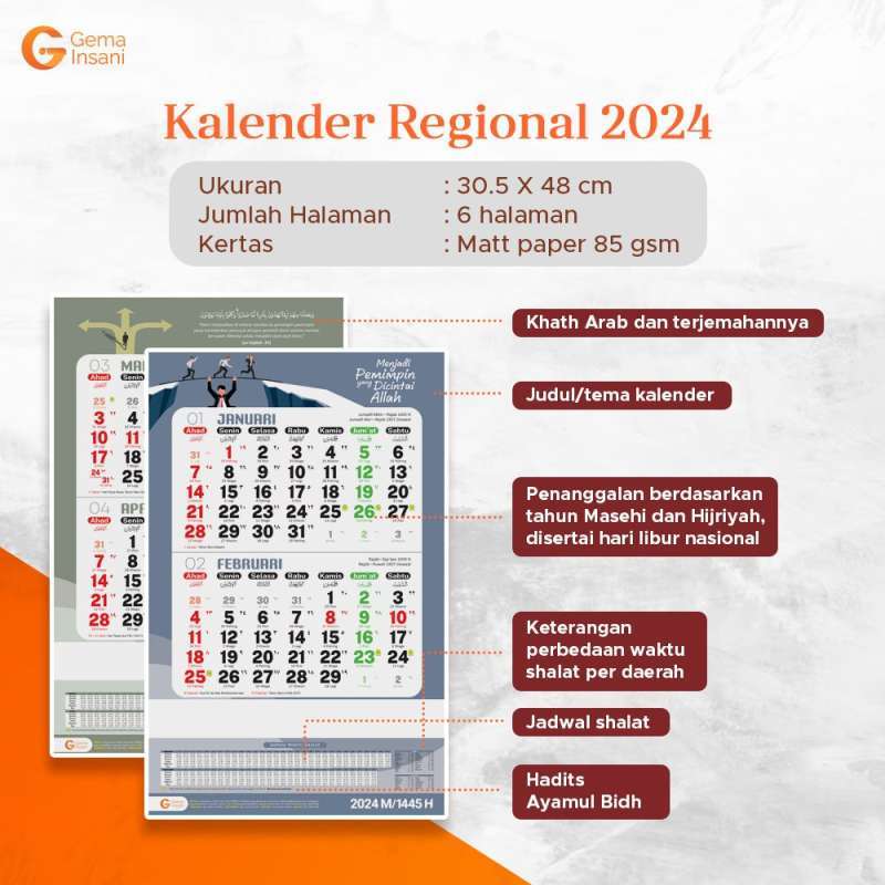 Promo Kalender Regional Tahun 2024 Kalender Dinding Gip Diskon 25% Di