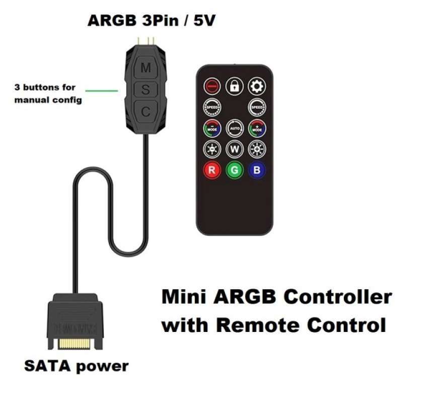 Jual Coolmoon Ar-1 Argb Mini Controller 5v 3 Pin To Sata Argb Hub ...