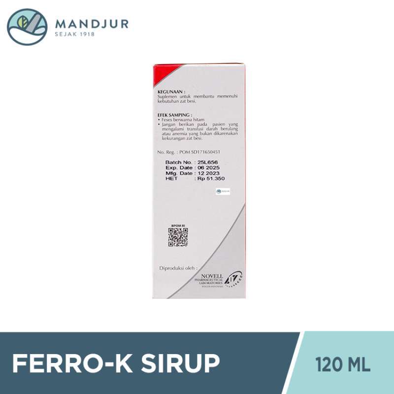 Jual Ferro-k Sirup 120 Ml - Memenuhi Kebutuhan Zat Besi Di Seller ...