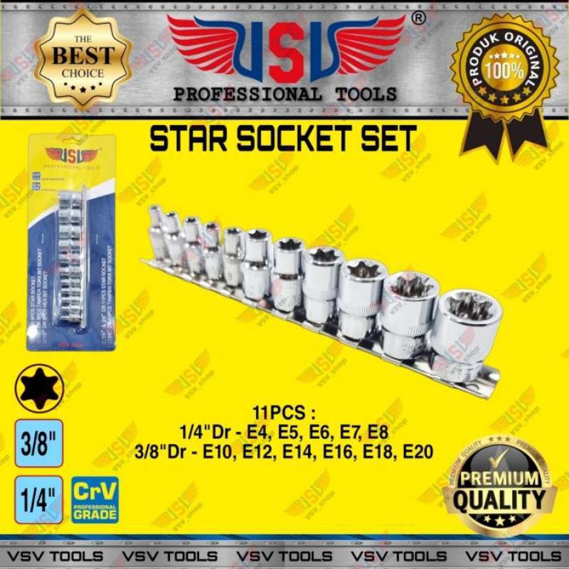 eHomeA2Z 11 Pc E-Torx Female Star Drive Sockets Set Malta