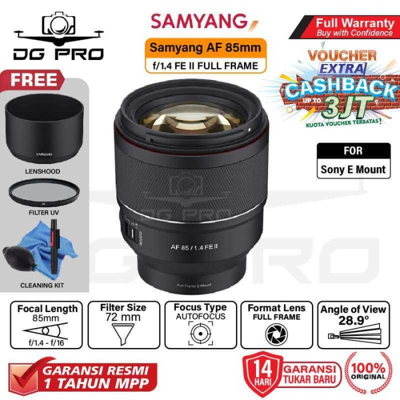 Samyang AF 85mm FE II Lens for Sony E Mount Original Resmi
