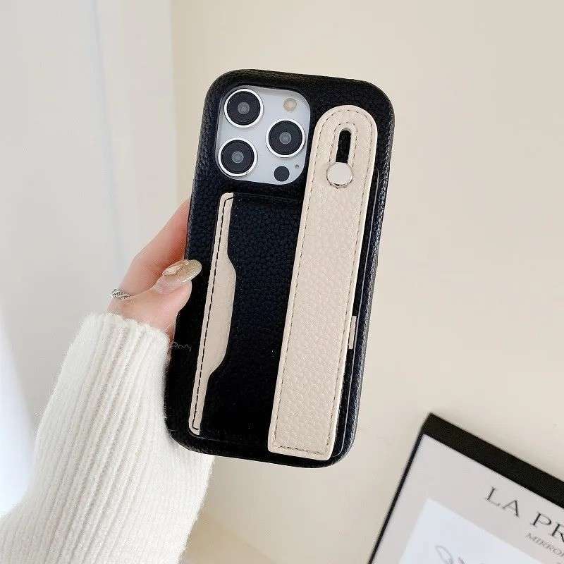 Jual Case iPhone 16 Pro Max 16 Pro Lichee Pattern Wrist Strap Card