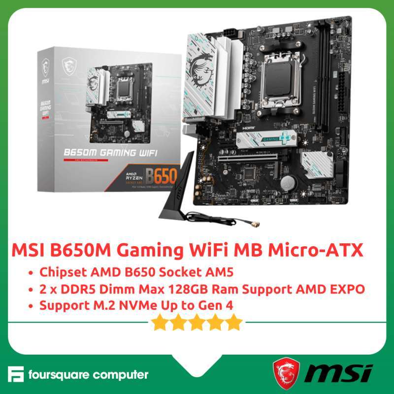 MSI B650M Gaming WiFi Motherboard AMD Ryzen Socket AM5 Micro-ATX