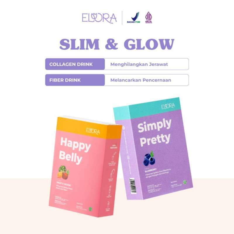 Promo Elora Slim & Glow 1 Box (Minuman Kolagen Beauty Drink+ Fiber