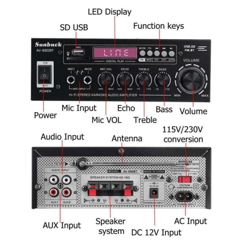 Jual Amplifier Bluetooth 5.0 2 Channel Dg Remote - 2000w - Sunbuck Av ...