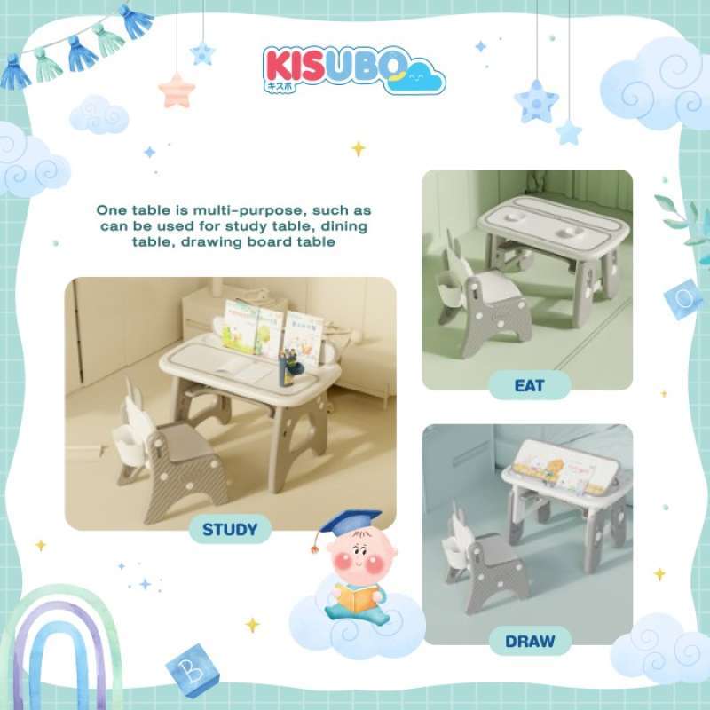 Promo Thefunplay Rabbit Table Chair Set Meja Belajar Anak Promo - Kb ...