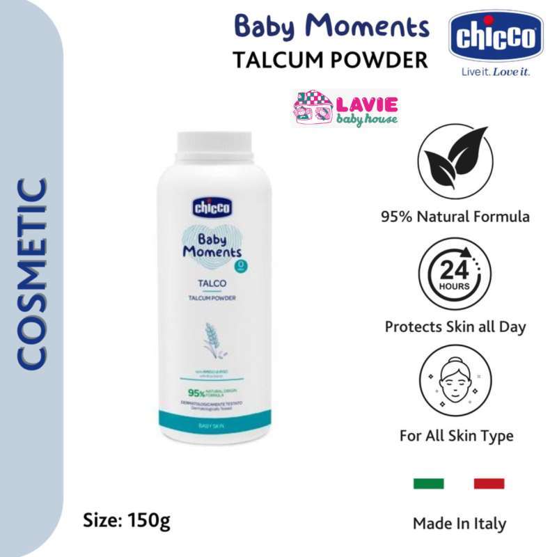 CHICCO Baby Moments Talcum Powder for Baby Skin 0m+ Bedak Tabur Bayi
