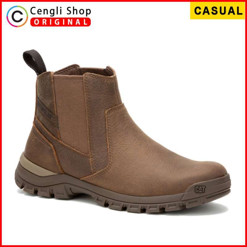 CATERPILLAR SEPATU BOOT KASUAL PRIA ORIGINAL BOOTS KULIT ASLI ORI CASUAL  SLIP ON CHELSEA ALL FULL BROWN COKLAT POLOS CAT-D8