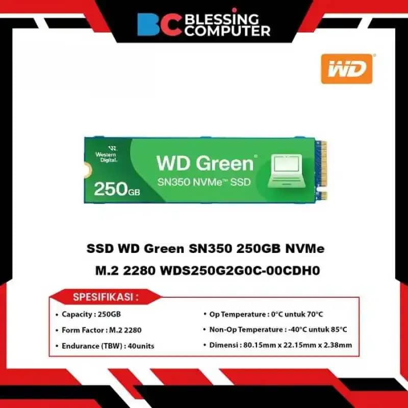 Astrindo Wd Sn350 SSD WD Green SN350 250GB NVMe 2280 WDS250G2G0C