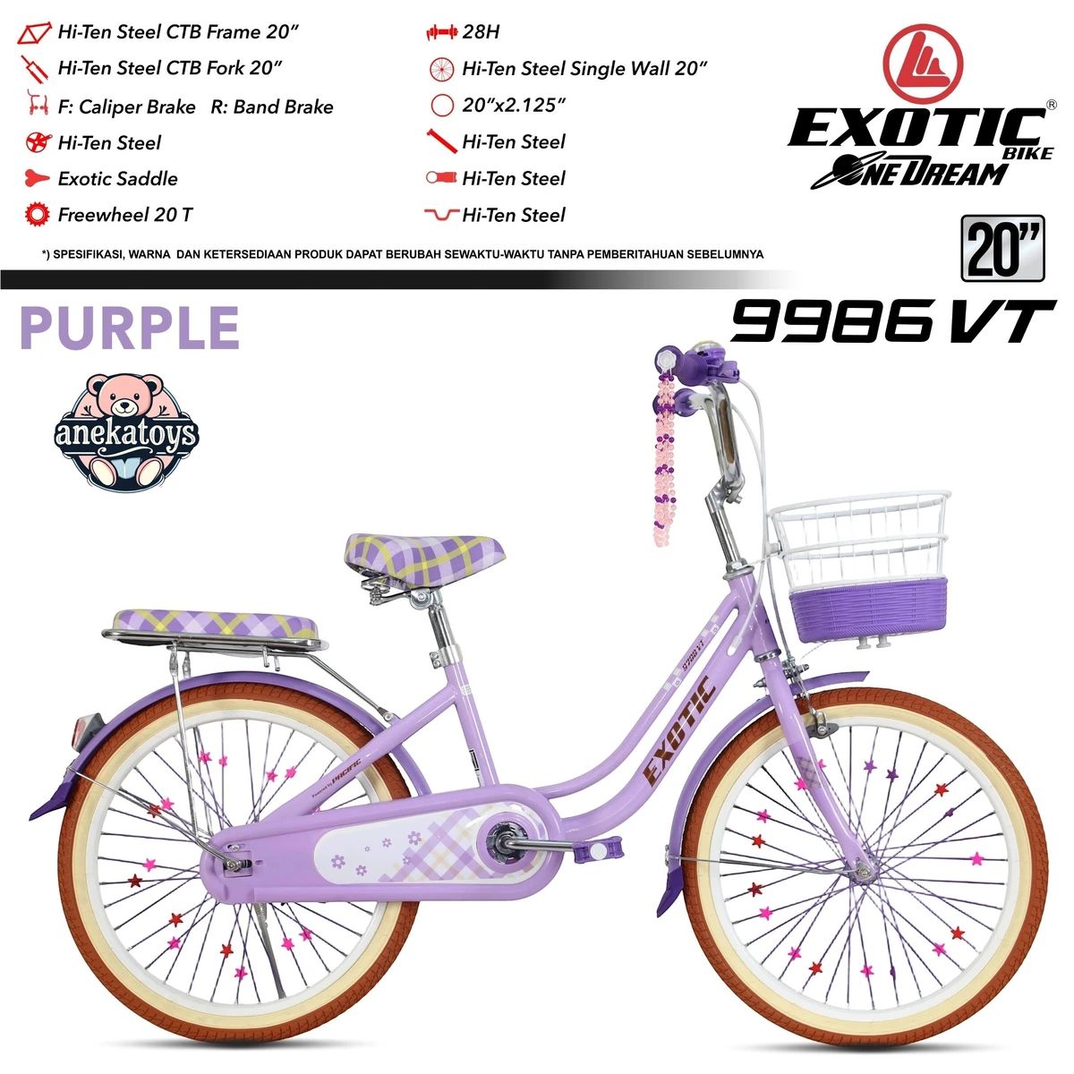 Sepeda Remaja Jual Sepeda Mini Perempuan Exotic Et9986 Vt City Bike 20x2.125 Inch Hi ...