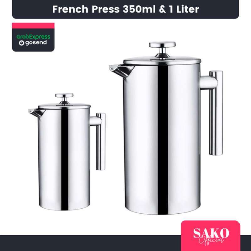 Promo French Press 1 Liter Stainless Steel 1000ml 350ml Coffee Plunger Diskon 23 di Seller