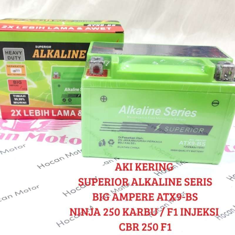 Promo AKI KERING ALKALINE SERIS BIG AMPERE ATX9-BS NINJA 250 KARBU