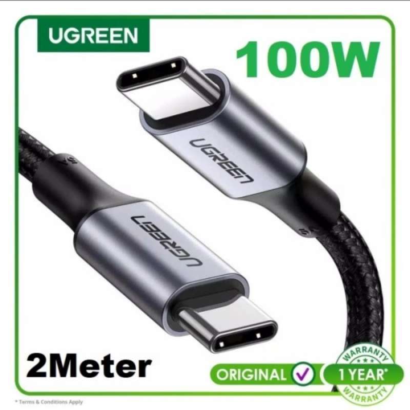 Promo UGREEN CABLE DATA C TO C 100W 2 METER BRAIDED FAST CHARGER BLACK promo-ugreen-cable-data-c-to-c-100w-2-meter-braided-fast-charger-black