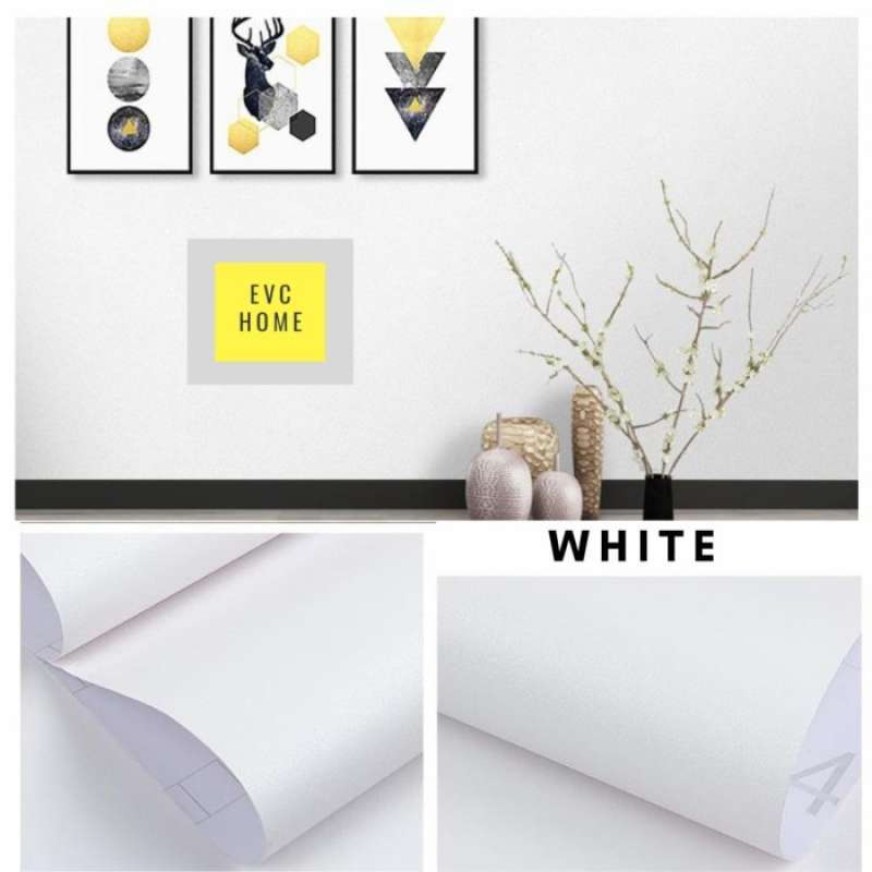 Jual Wallpaper Sticker Dinding Polos Warna Putih 5m x 45cm di Seller Supermart Market