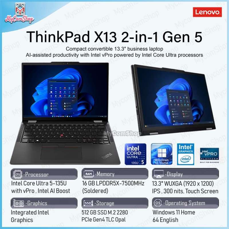 Jual Lenovo Thinkpad X13 2in1 Gen 5 Ultra 5135u 16gb 512gb Ssd 13 Touch Di Seller