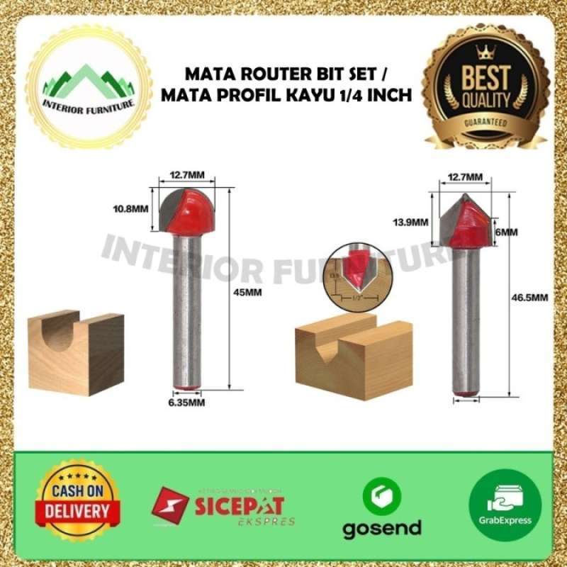 Promo Mata Router Trimmer Kayu Set 12 Pc Router Bit 1/4 Set Mata Fil ...