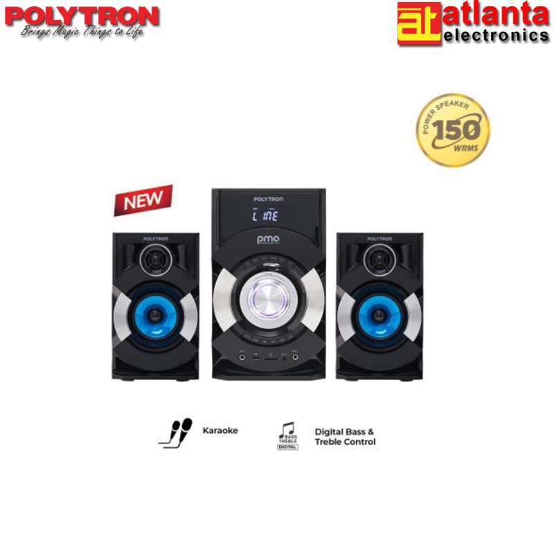 POLYTRON Bluetooth Speaker Ideal untuk Karaoke dengan 2.1 Channel Audio System, Fitur Pencahayaan Ambient, dan Subwoofer Aktif 6.5 50 Watt RMS