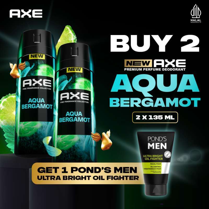 Buy Axe Aqua Bergamot Deodorant Spray [135 mL] Free Pond's Men Ultra  Bright Oil Fighter [50 g]