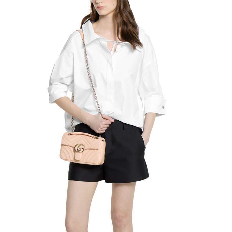 Gucci GG Marmont Small Shoulder Bag Pale Pink Ghw