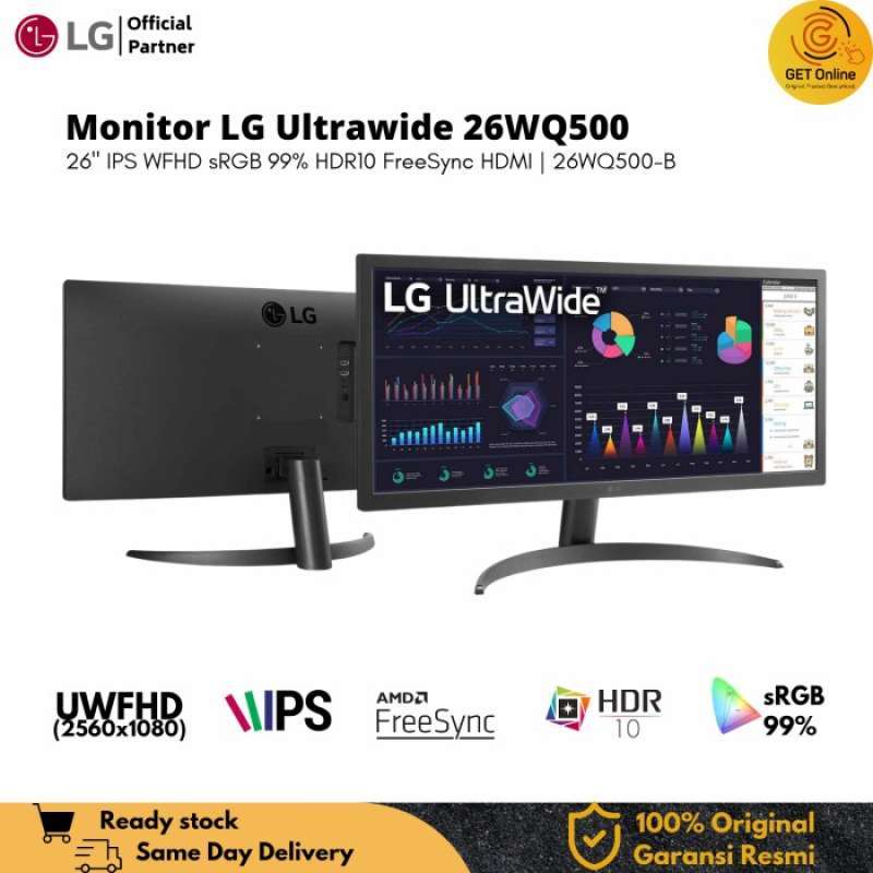 Promo LG 26WQ500 Monitor Ultrawide FHD IPS HDR10 FreeSync HDMI 26WQ500