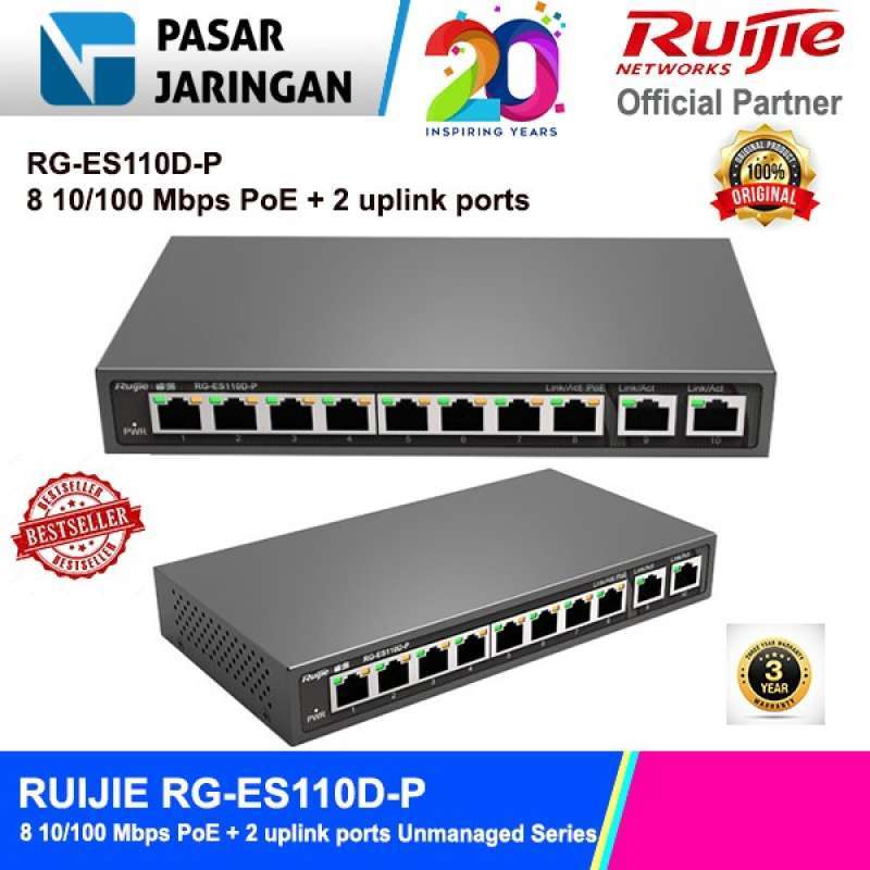 Promo RUIJIE RG-ES110D-P 8 10/100 Mbps PoE + 2 uplink ports Unmanaged ...