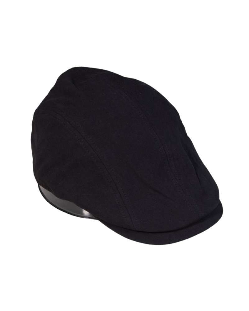 Topi Mens Cotton Flat Caps Black Cotton Flat Cap Classic Black Rainpoof Wax  Flat Cap