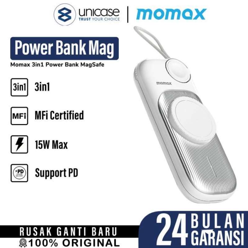 Momax Powerbank Magsafe 3 in 1 10000mAh Airbox Go - White MA02W