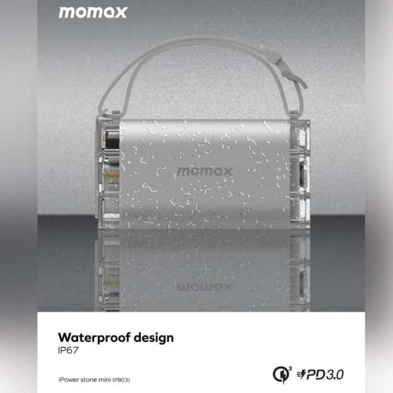 Momax Power Supply Station Portable 40000mAh iPower Stone Mini Outdoor Power Station - Grey PB03E