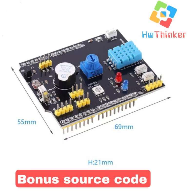 Promo Multifunction 9in1 Sensor Shield Lm35 Dht11 Ldr For Uno Arduino ...
