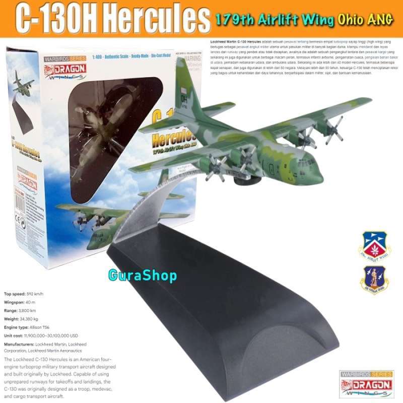 Modello Aereo Pressofuso Dragon Wings C-130H Hercules – USAF Tennessee – Scala 1:400 (DW_55789)