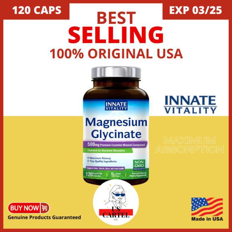Promo Magnesium Glycinate 500 mg Innate Vitality Chelated for Max