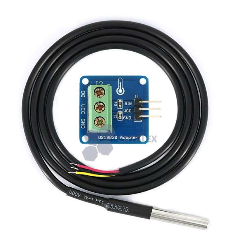 Jual Waterproof Ds18b20 Temperature Sensor (100cm) + Ds18b20 Adapter ...