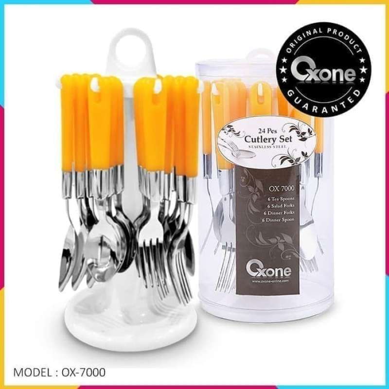 Promo Oxone Ox7000 Set 24 Sendok Garpu Makan Kuning-hitam-putih Diskon ...