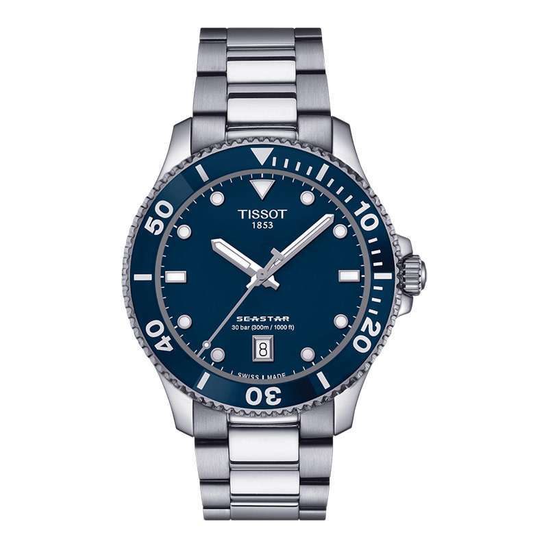 Jam Tangan Pria TISSOT T-Sport Seastar 1000 40mm Blue  Dial Stainless Steel Strap