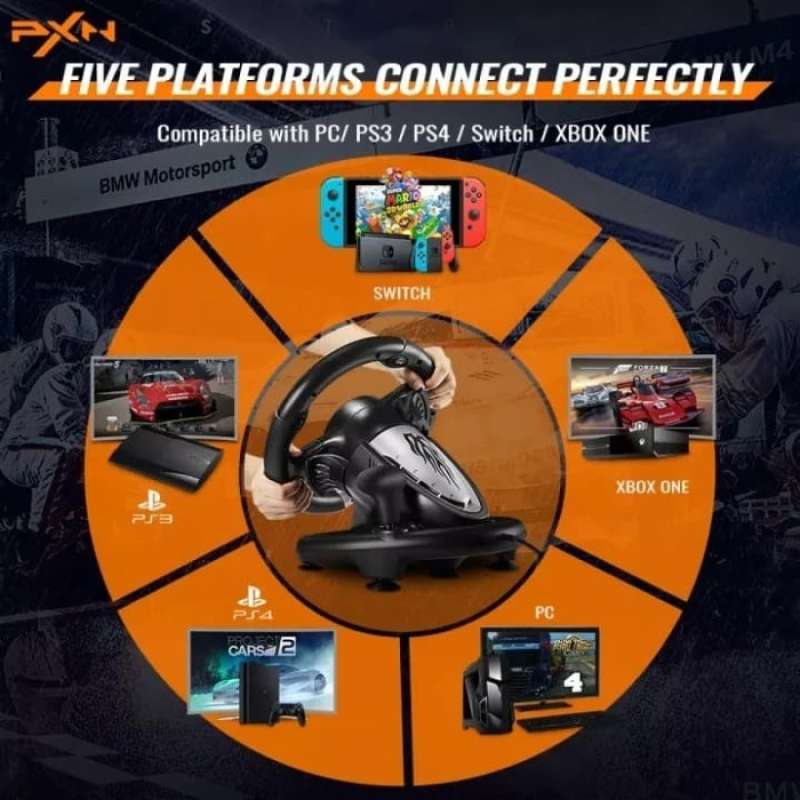 Promo Pxn V3ii Vibration Motor Racing Game Steering Wheel With Pedal Pc ...