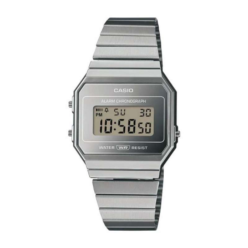Jam Tangan Wanita Casio Vintage Digital Original 100% Stainless Steel  Formal Gray A700WEV-7ADF