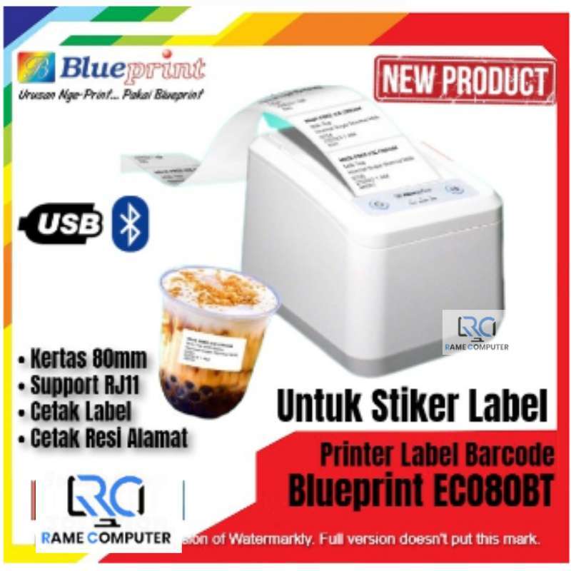 Jual Printer Label Thermal 80mm BLUEPRINT ECO80BT USB + Bluetooth di