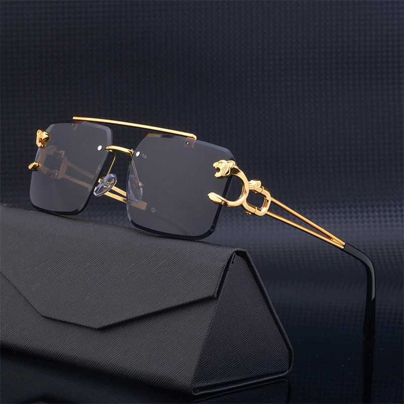 ZUIDID Sunglasses New Retro Rimless Vintage Shades for Men Women Gold