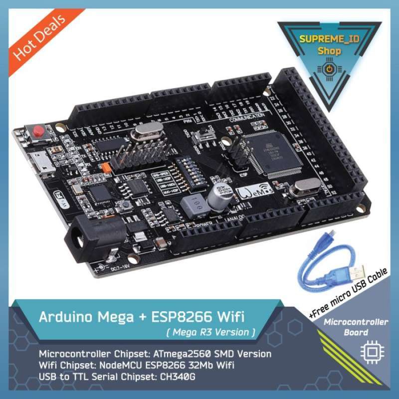 Promo Arduino Mega 2560 R3 + Esp8266 Wifi + Micro Usb Cable | Iot ...