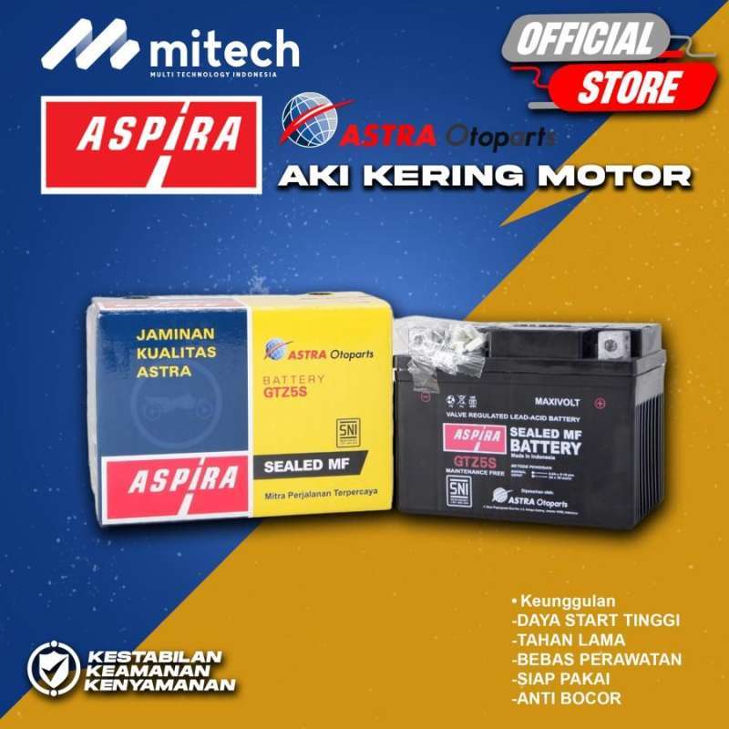 Jual Aki Motor Suzuki Hayate ASPIRA BATTERY ASTRA GTZ5S 12V / 3,5Ah di