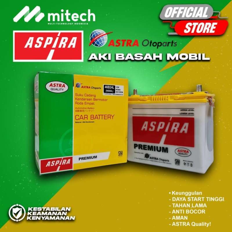 Jual Aki Mobil ASPIRA ASTRA NS60L / 46B24L Aki Basah 12V / 45Ah di