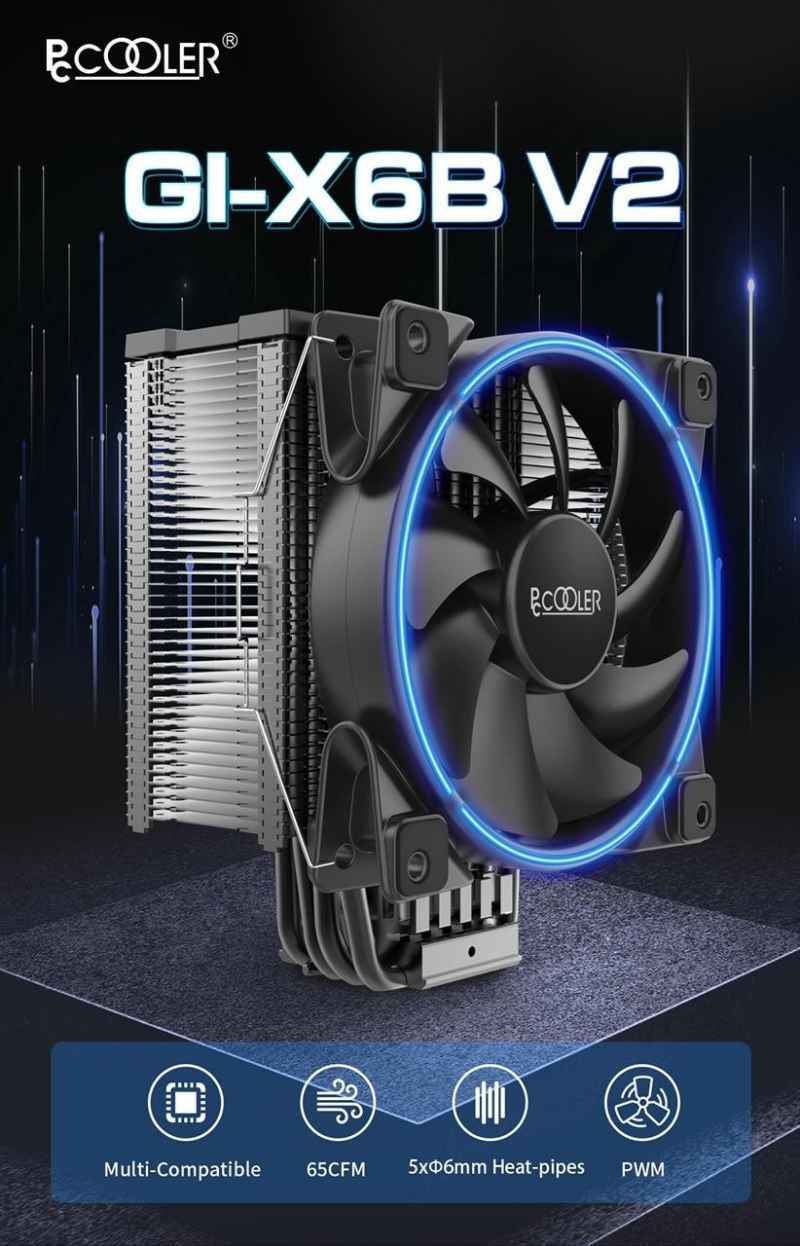 Jual PCCooler GI X6B V2 BLACK Edition Tower Cooler with 6 Heatpipes di ...