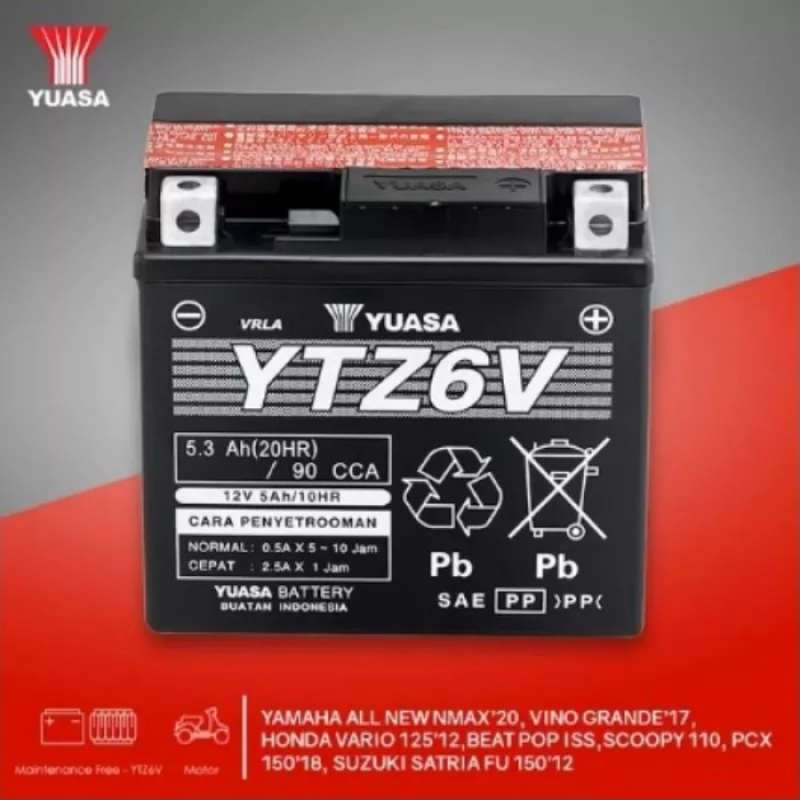Promo Aki Motor Honda Vario 125/150 Yuasa Ytz6v Original Aki Kering