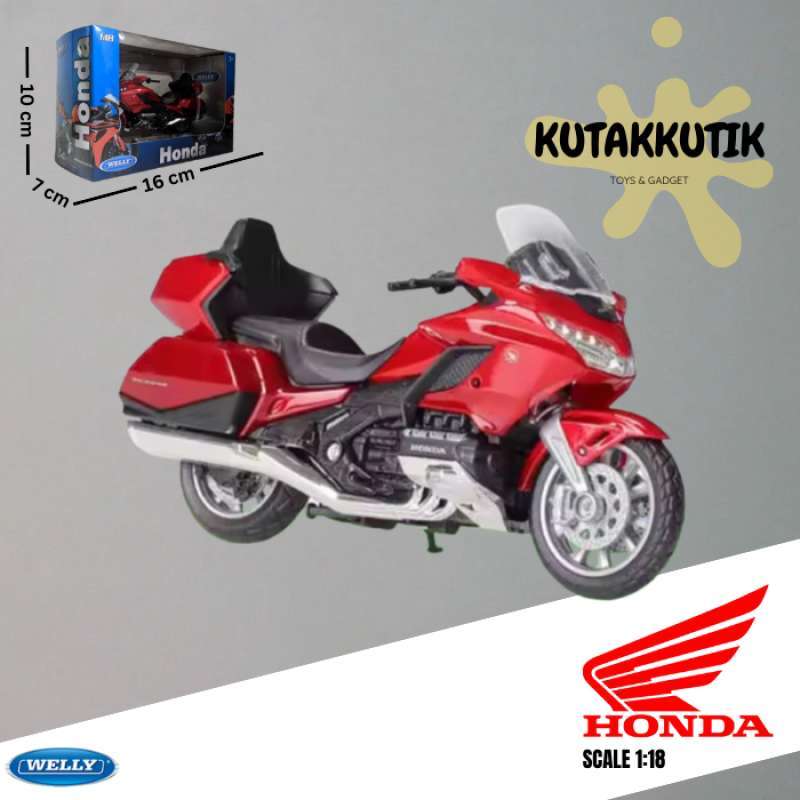 Jual Mainan Motor Gede Moge Diecast Welly Honda Gold Wing Merah