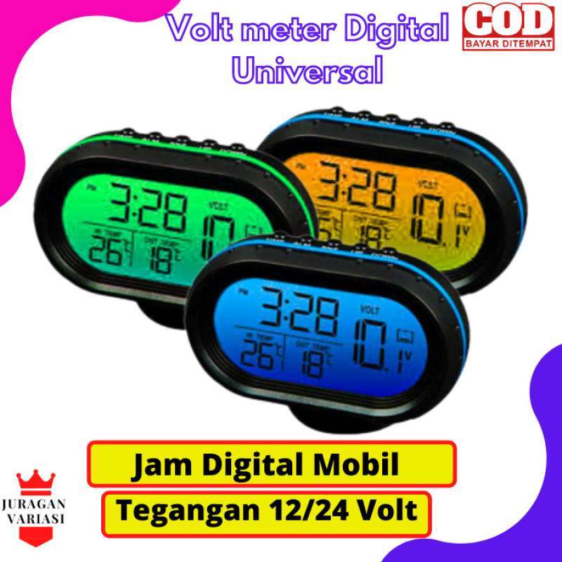 Jual Jam Digital Led Hiasan Mobil Truk Dashboard Volt Meter 12/24 Volt