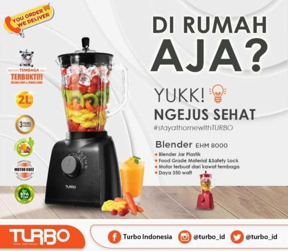Jual Blender Turbo Ehm8000 Blender Heavy Duty Es Hancur Hitungan Detik