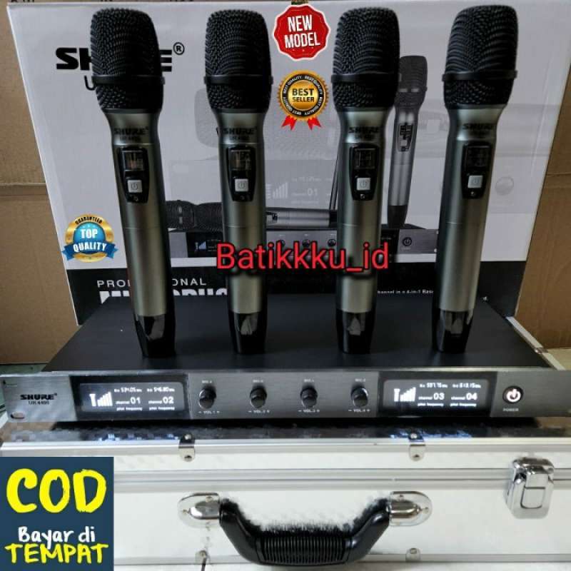 Promo Mic Wireless SHURE UR 4400 UR4400 FREE KOPER 4 MIC LAYAR PUTIH
