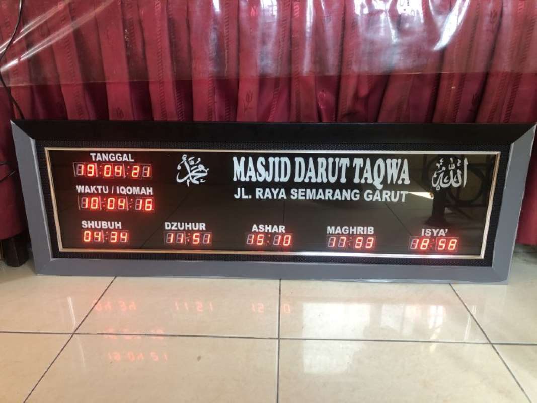 Jual jam sholat digital ukuran 120x40 5 jadwal bingkai minimalis di Seller Bento Store